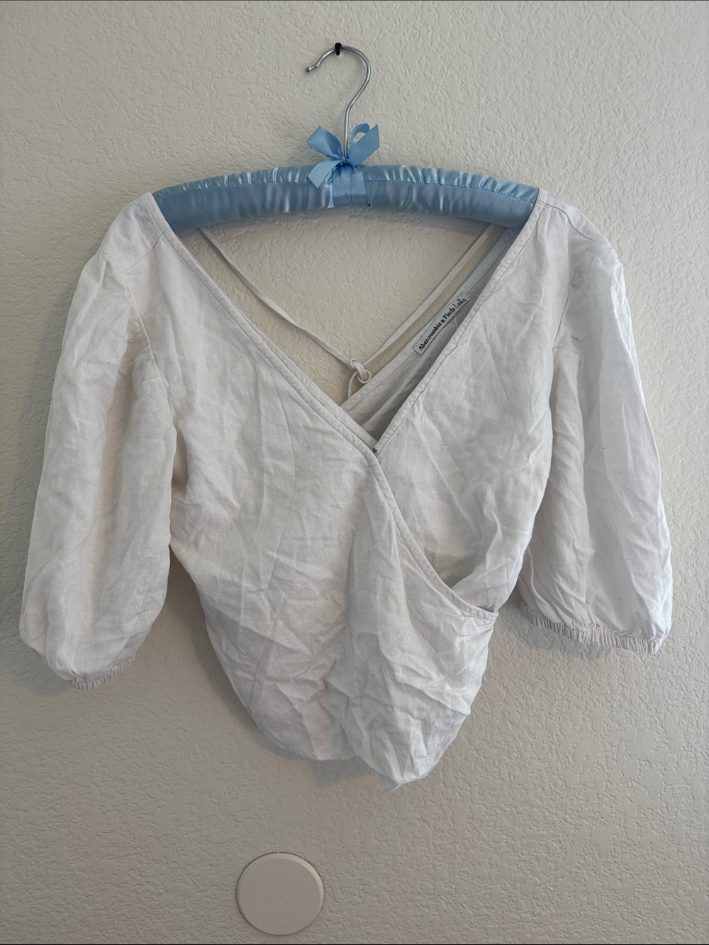 Abercrombie & Fitch White Linen Wrap Blouse